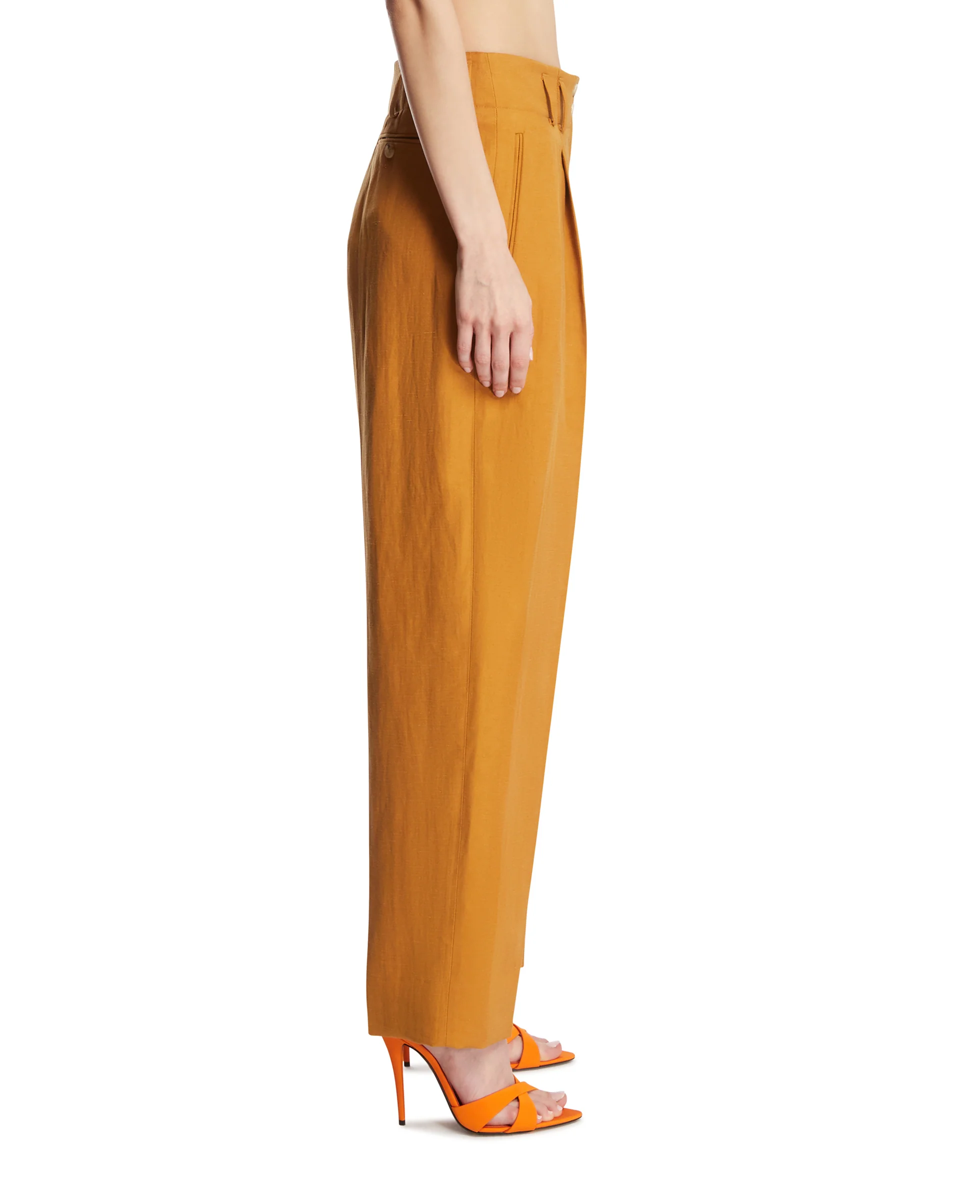 Pantaloni Diane In Lino E Seta Arancioni - Image 4