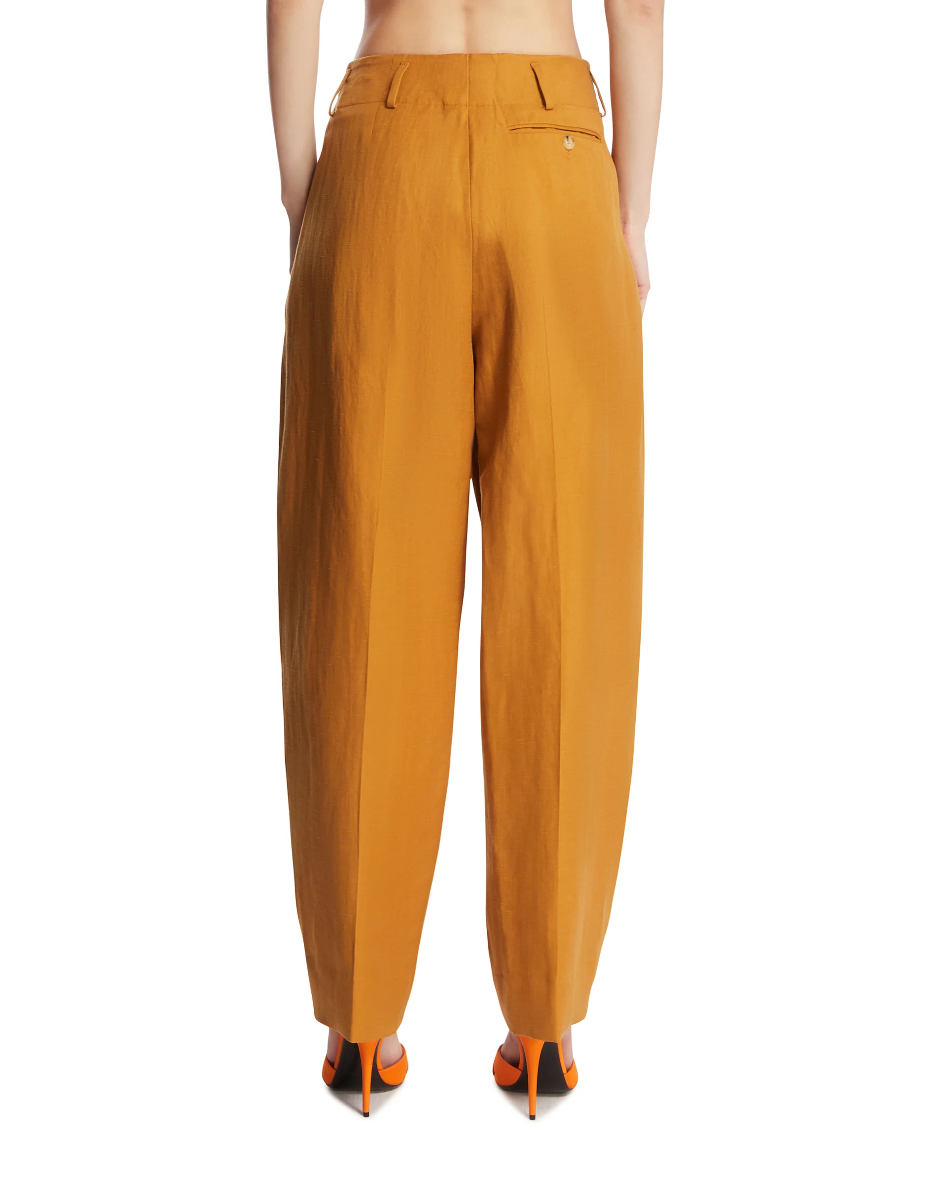 Pantaloni Diane In Lino E Seta Arancioni - Image 5