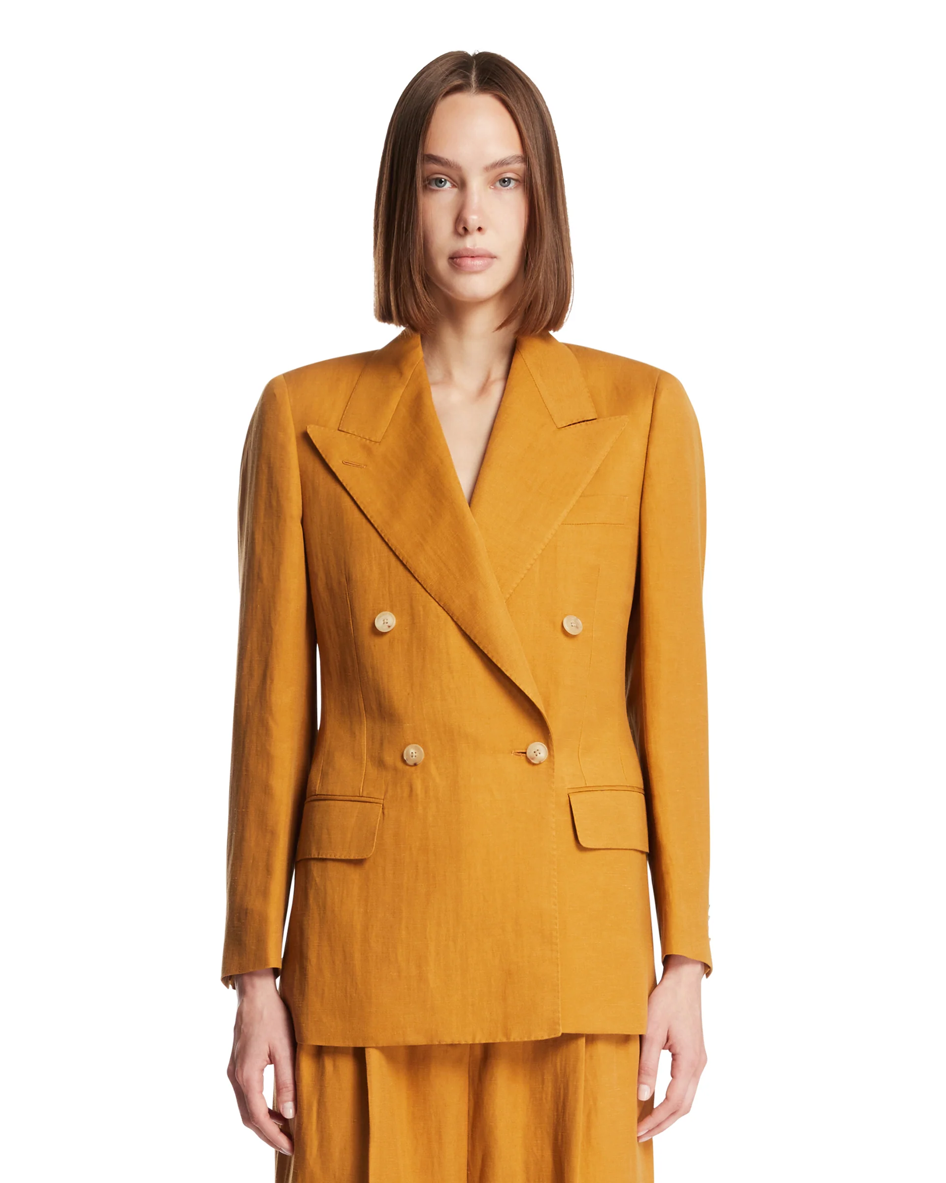 Blazer Luisa In Lino E Seta Arancione