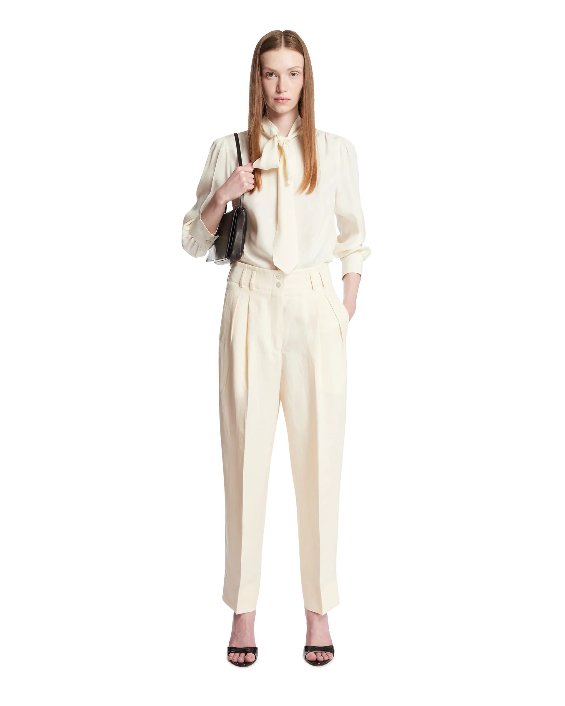 Pantaloni Diane In Lino E Seta Bianchi - Image 3