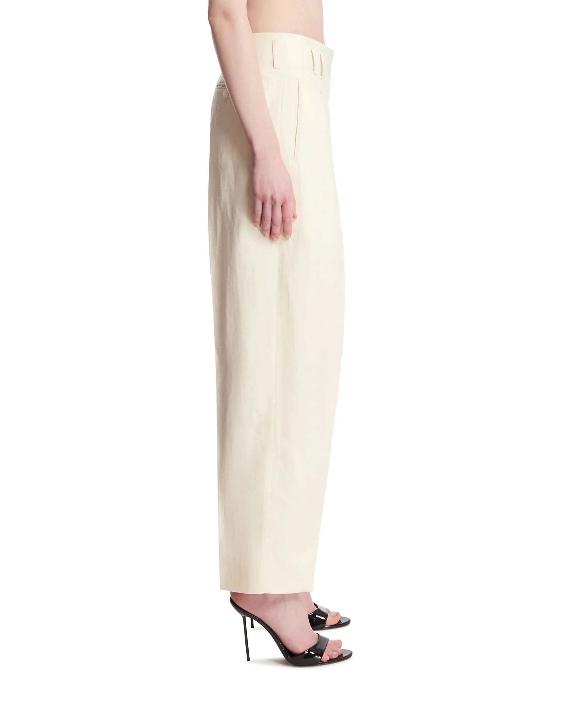 Pantaloni Diane In Lino E Seta Bianchi - Image 4