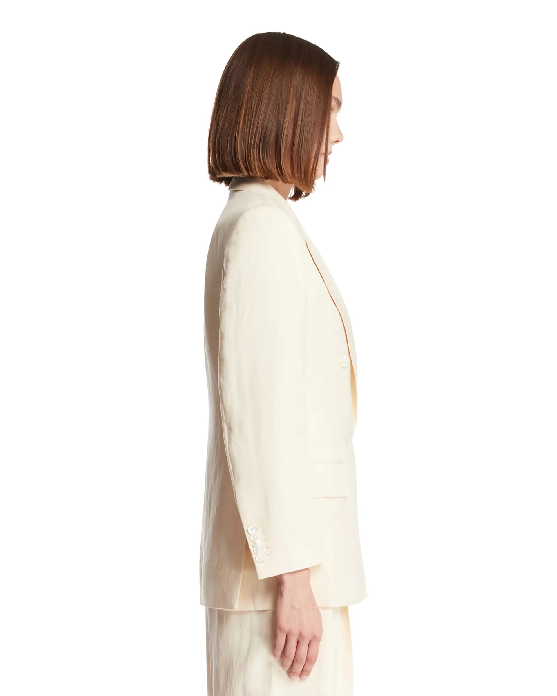 Blazer Luisa In Lino E Seta Bianco - Image 4