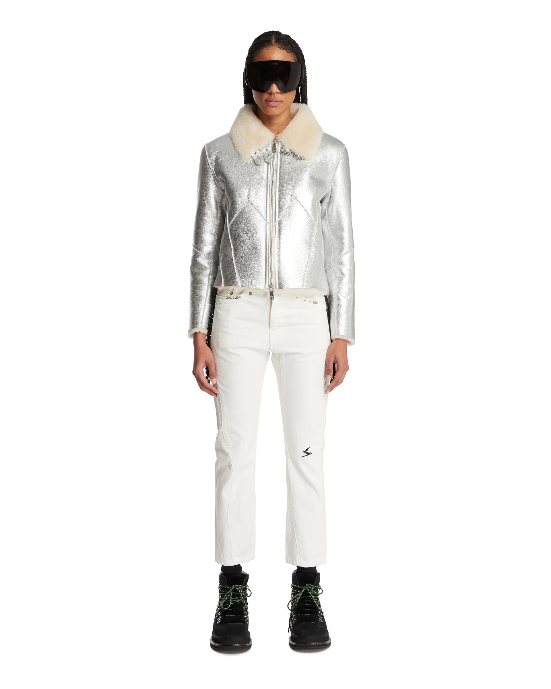 Jeans Cropped Con Applicazioni Bianchi - Image 3
