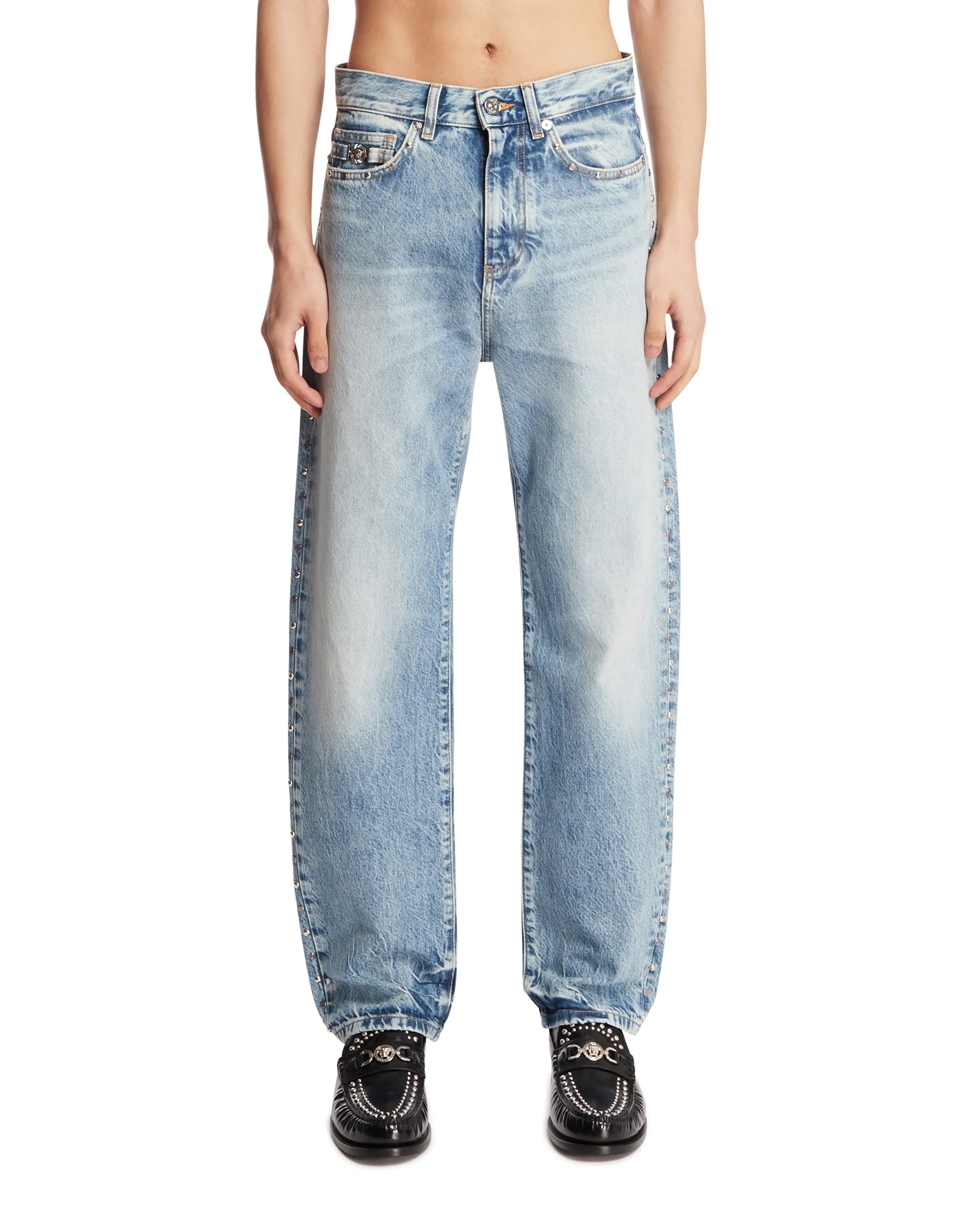 Jeans Con Borchie Azzurri