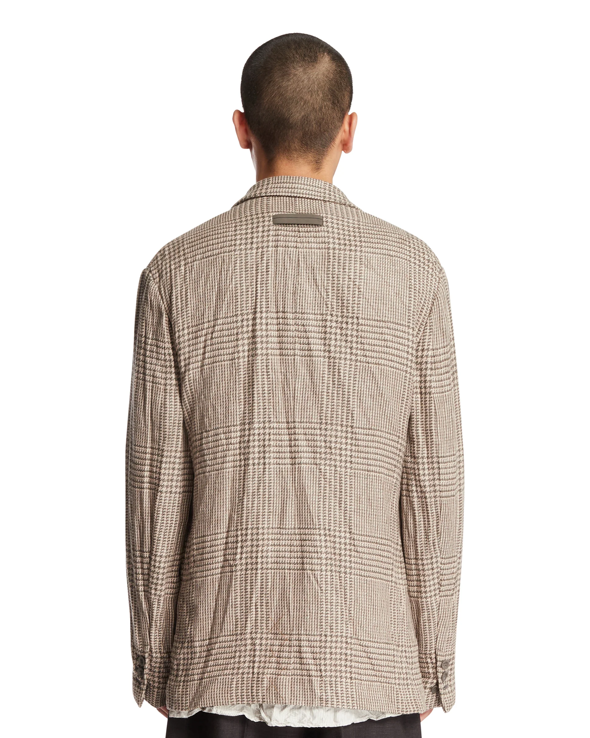 Giacca In Lino A Quadri Beige - Image 5