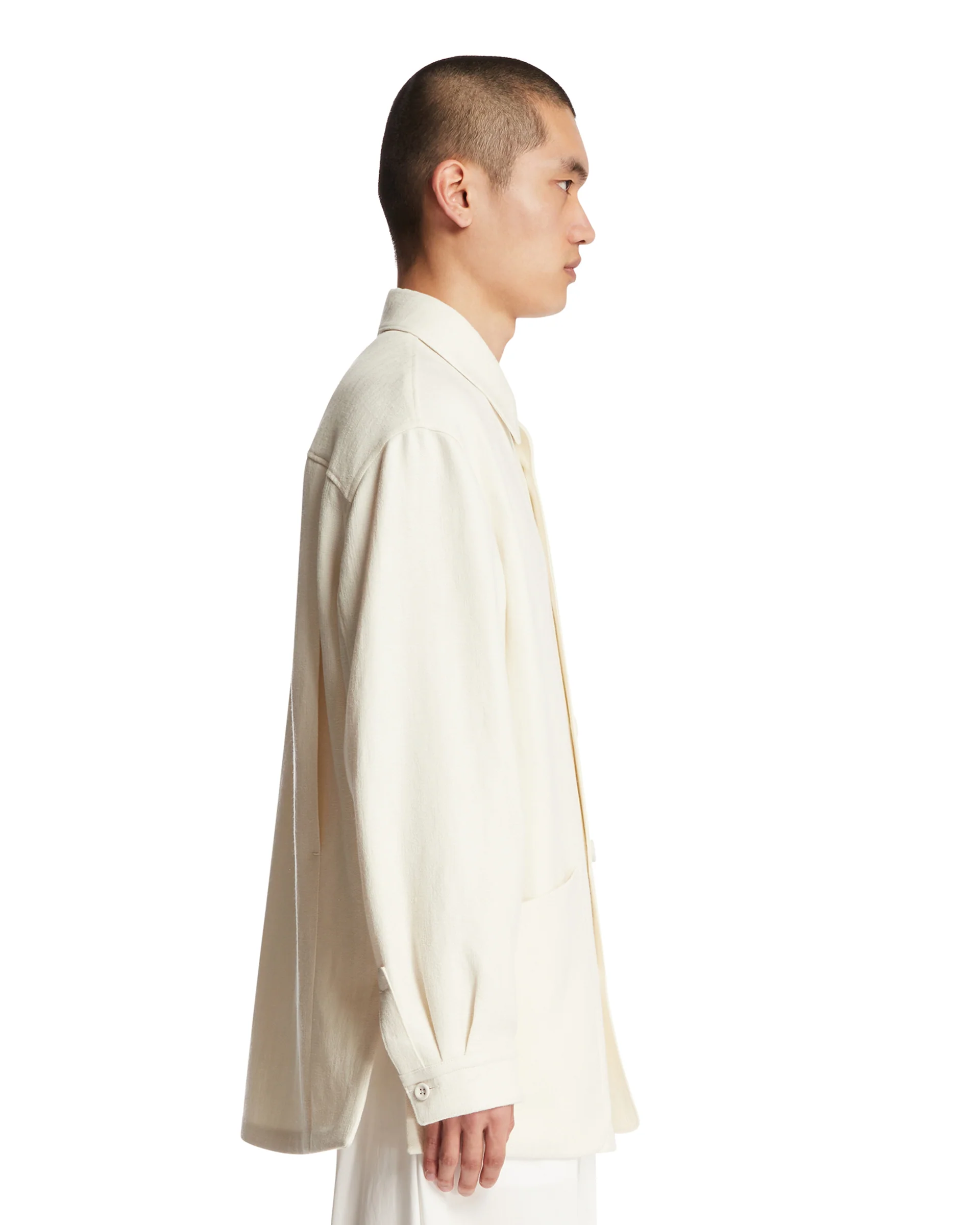 Overshirt In Lana E Lino Bianca - Image 4