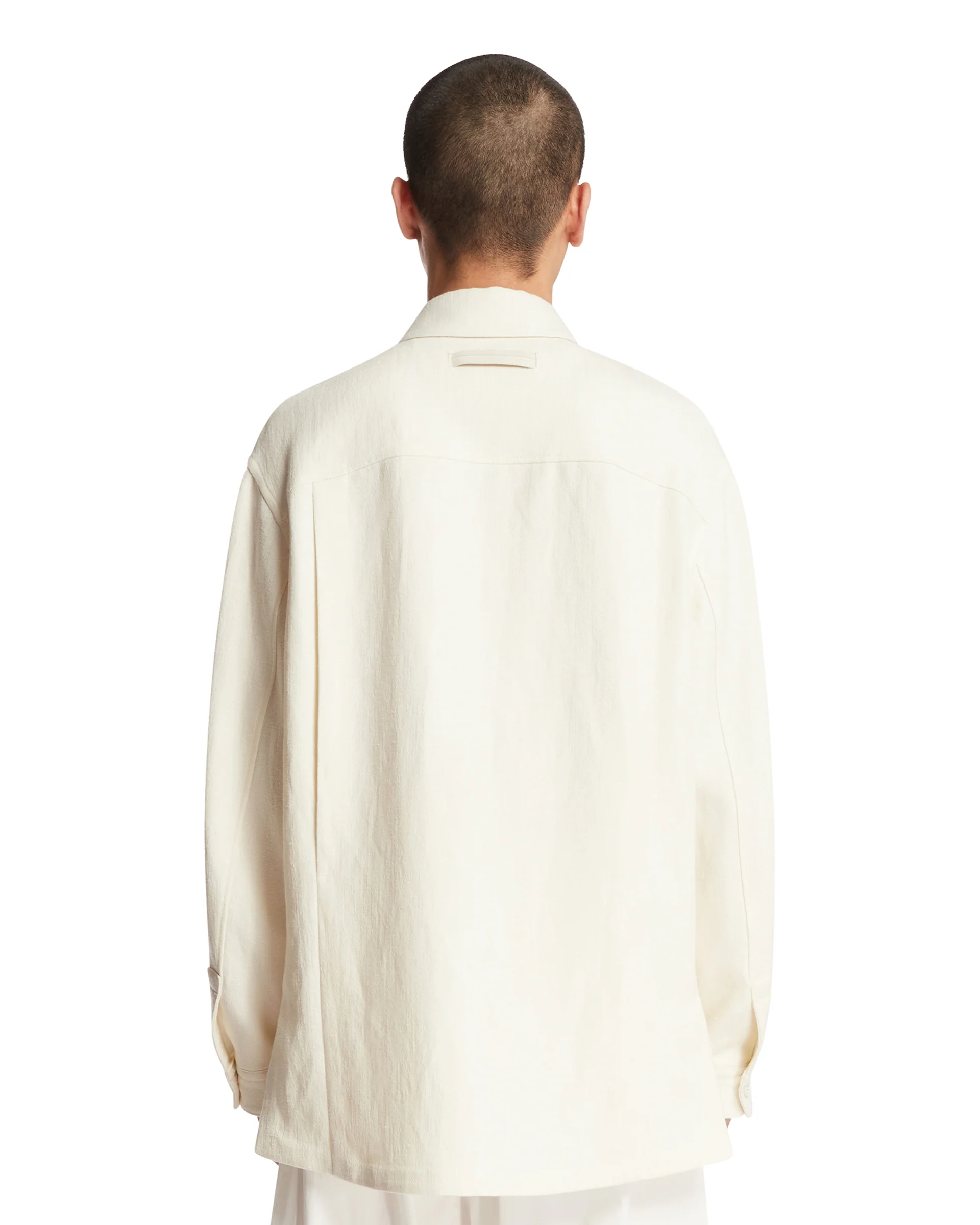 Overshirt In Lana E Lino Bianca - Image 5
